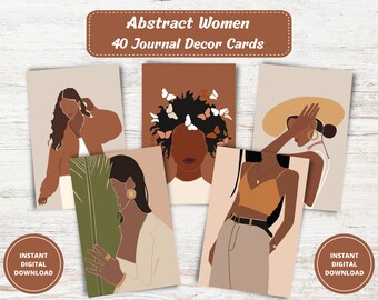 Abstract Woman Art Journal Cards Printable, Journal Decor, Planner Cards, Bujo Supplies, Journal Inspiration, Collage Kit, Journal Inserts