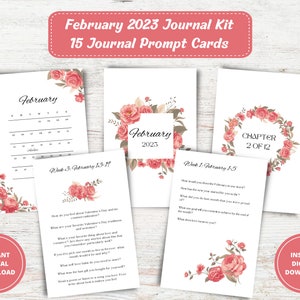 Kit de diario de febrero de 2023, Avisos de diario, Avisos de diario, Kit de diario de balas, Tarjetas Shabby Chic, Imprimibles de diario, Tarjetas de planificador PDF