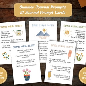 Summer Journal Prompts, Writing Prompts, Journaling Prompts, Journal Prompt Cards, Journal Bundle, Vacation Journal, DIGITAL DOWNLOAD