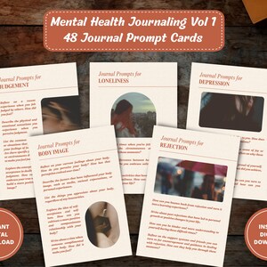 Mental Health Journal Kit Vol 1, Journal Prompts, Therapy Journal Writing Prompts, Journal Cards, Journaling Cards, Guided Journal, Digital