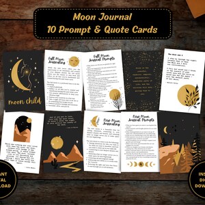 Mond Journal, Journal Prompt Karten, Moon Child, Journaling Prompts, Mond manifestiert, Celestial Journal Einsätze, SOFORTIGER DIGITALER DOWNLOAD