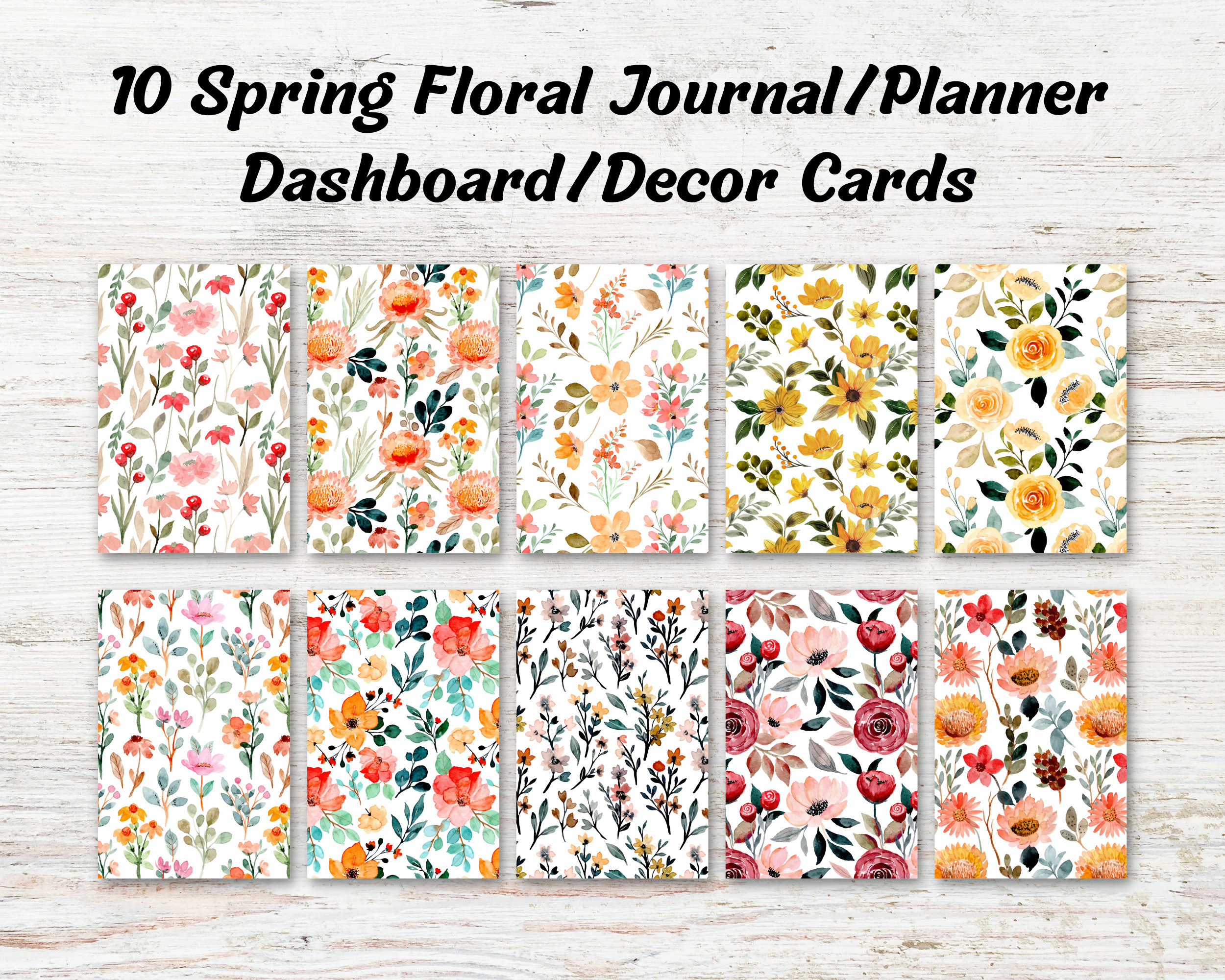Spring Printable Dashboards, Floral Pattern Dividers, B6 A6 Dashboard ...