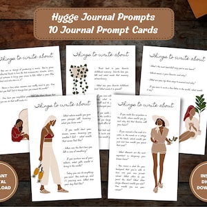 Invites de journal Hygge, invites d'écriture, cartes d'invite de journal, invites de journalisation, journal de réflexion, kit de journal de balle, téléchargement numérique