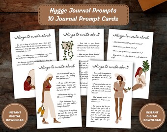 Hygge Journal Prompts, Writing Prompts, Journal Prompt Cards, Journaling Prompts, Reflection Journal, Bullet Journal Kit, DIGITAL DOWNLOAD