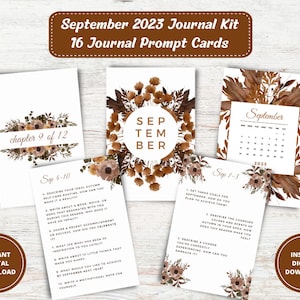 September 2023 Journal Prompts, Monthly Journal Kit, Writing Prompts, Journal Inserts, Printable Journal Cards, Planner Cards, DIGITAL PDF