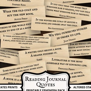 Citazioni per amanti dei libri, citazioni sulla lettura, effimeri diari di lettura, citazioni libresche, citazioni letterarie, materiale stampabile per la lettura, effimeri digitali per biblioteche