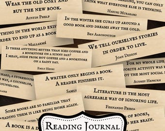 Book Lover Quotes, Reading Quotes, Reading Journal Ephemera, Bookish Quotes, Literary Quotes, Reading Printables, Library Ephemera Digital