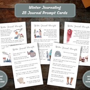 Winter Journal Prompt Cards Printable, Journal Prompts, Journaling Prompts, Bujo Printables, Journal Cards Pack, Journal Inserts, PDF FILES