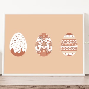 Boho Easter Eggs Print, Easter Sign, Easter Egg Hunt, Neutral Colored, Decorated Eggs, Easter Printable Decor, INSTANT DIGITAL DOWNLOAD