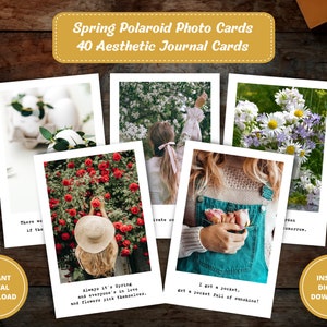 Stampe Polaroid primaverili, Adesivi primaverili, Fai da te primaverile, Cartoline fotografiche Polaroid, Stampabili primaverili, Kit collage di immagini, Notebook per viaggiatori, PDF