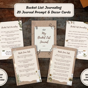 Bucket List Journal Prompts, Printable Journal Cards, Goal Setting Journal Prompts Cards, Dream Life Planner, Life Goals Writing Prompts