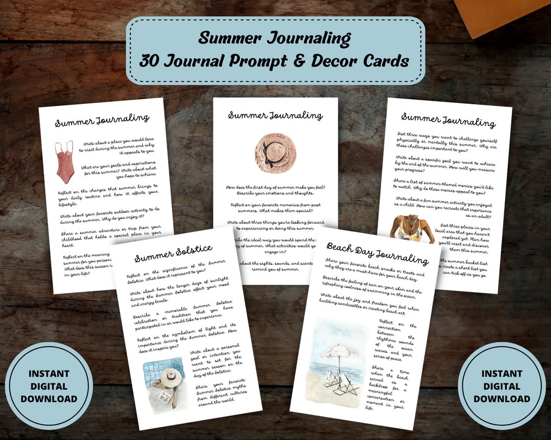 Summer Journal Prompts, Journaling Prompts, Beach Journal Writing ...