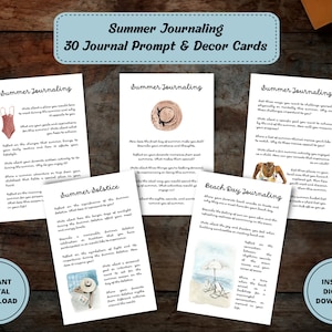 Zomerdagboekprompts, Journalingprompts, Strandjournaal Schrijvenprompts, Zomeractiviteiten Begeleide Dagboekkaarten, Zomerafdrukbare invoegingen
