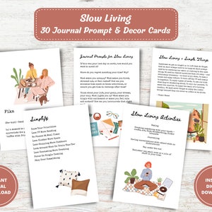 Slow Living Journal Prompts, Journaling Prompts, Fika Hygge Bullet Journal Kit, Intentional Living Journal Ausdrucke, Planer Karten, PDF