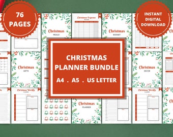 Christmas Planner Printable, Holiday Planner, US Letter, A4, A5 Christmas Planner Bundle, Christmas Countdown, To Do List, INSTANT DOWNLOAD