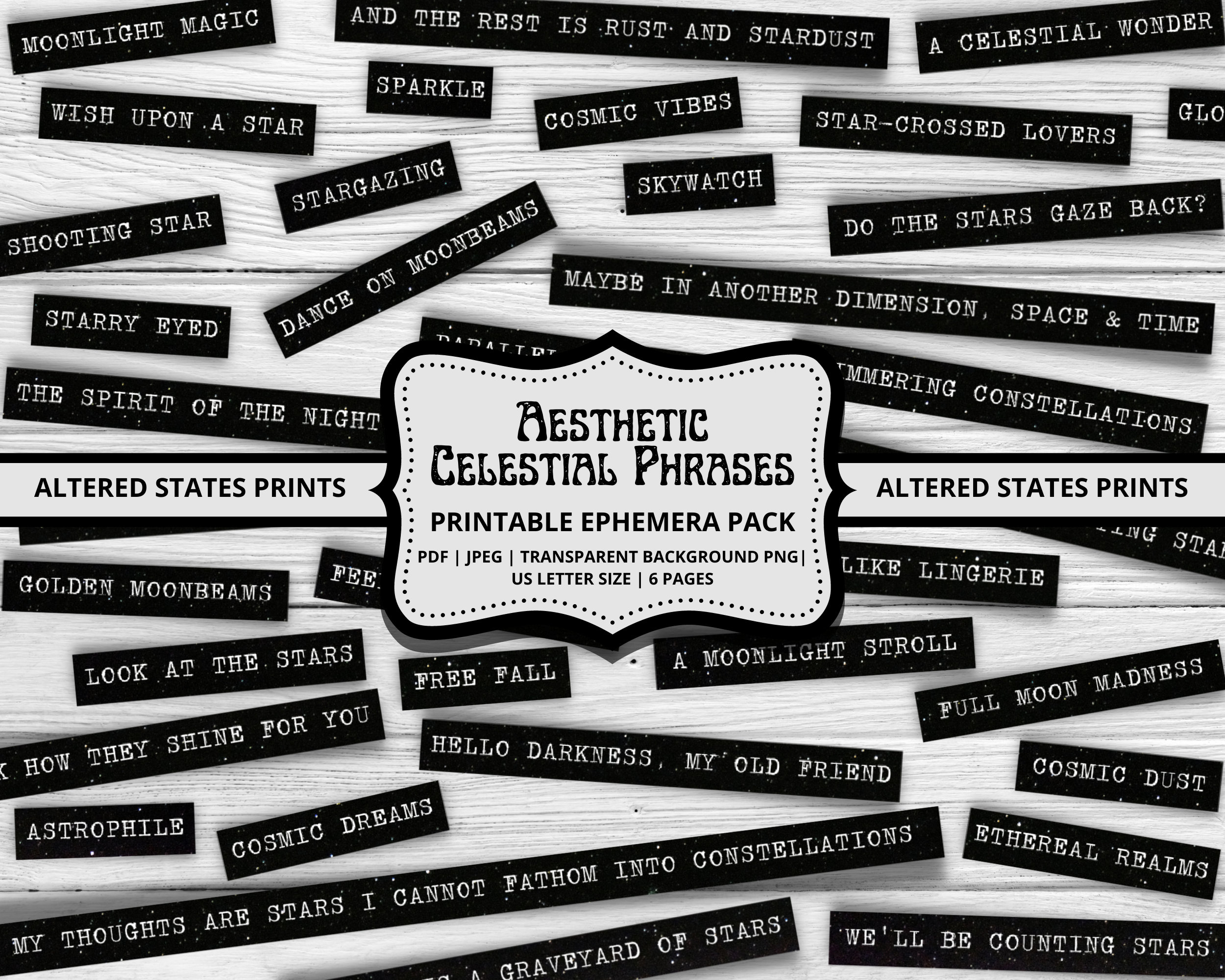 Celestial Journal Words, Celestial Aesthetic Printable Words, Printable ...
