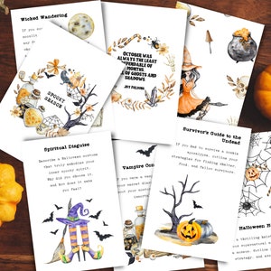 Spooky Season Journal Prompts, Halloween Journaling Cards, Horror Journal Prompt Cards, Schrijven Prompts, Halloween Planner Cards, Digitaal