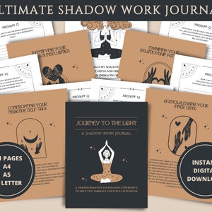 Diario de trabajo en la sombra, imprimible digitalmente, indicaciones de trabajo en la sombra, libro de las sombras, diario de terapia, diario de grimorio, indicaciones del diario guiado, PDF
