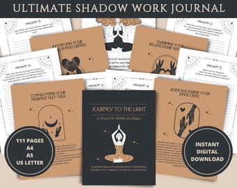 Shadow Work Journal, Digital Printable, Shadow Work Prompts, Book Of Shadows, Therapy Journal, Grimoire Journal, Guided Journal Prompts, PDF