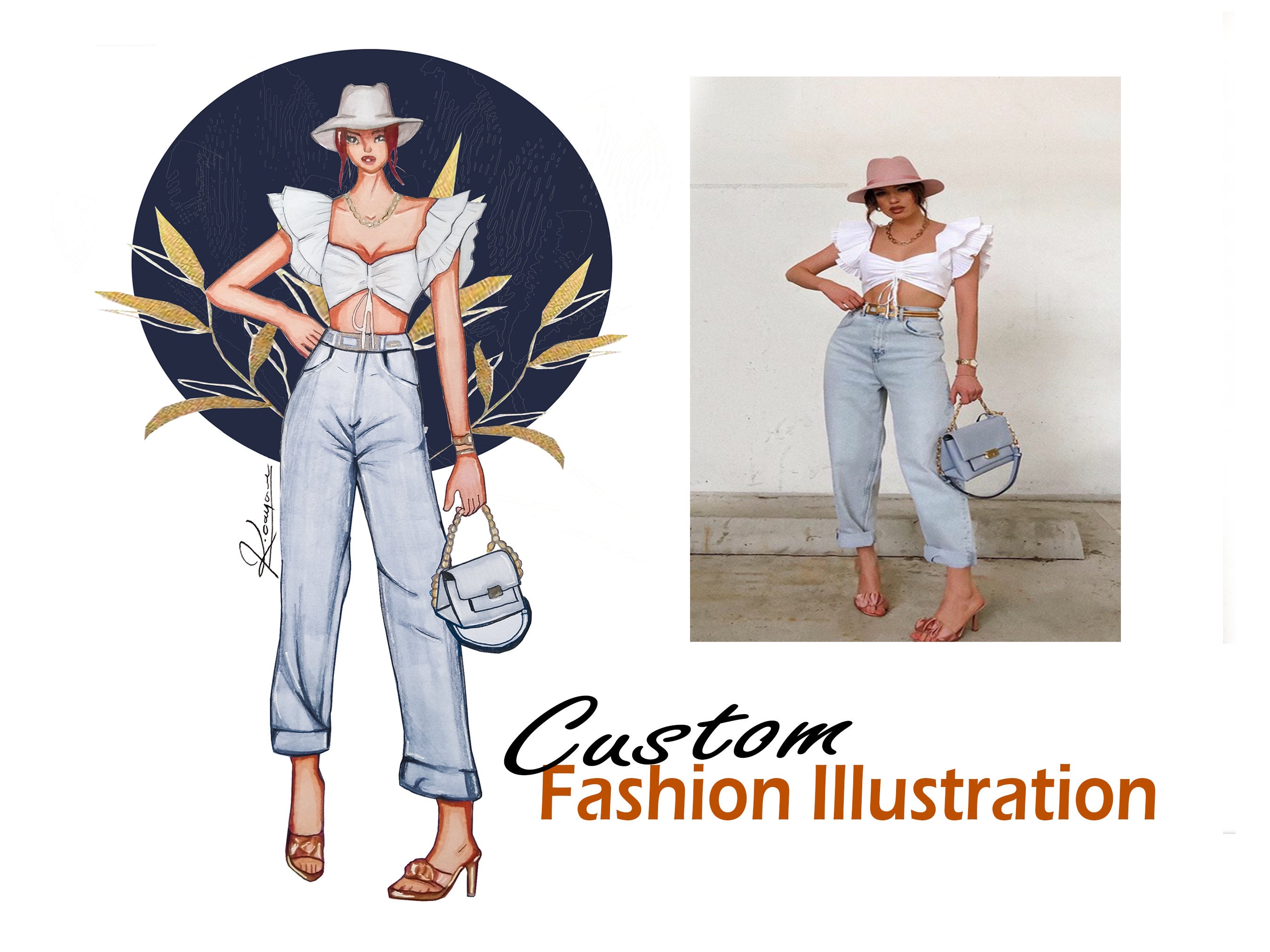 Custom Illustration From Photos Fashion Illustration Custom Etsy Ireland