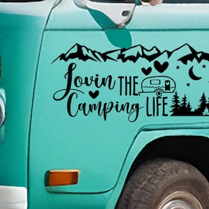 Sticker Lovin the camping life - Vinylstickers voor je busje, camper, caravan, boot en meer