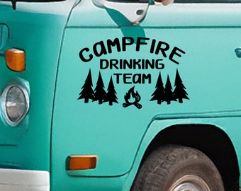 Campfire Drinking Team Vinyl Decal - Van Camper Sticker