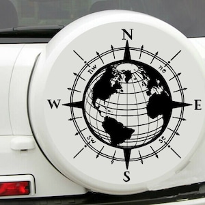 Compass World Map Camper Sticker - Vinyl Decals for Your Van, Camper or ...