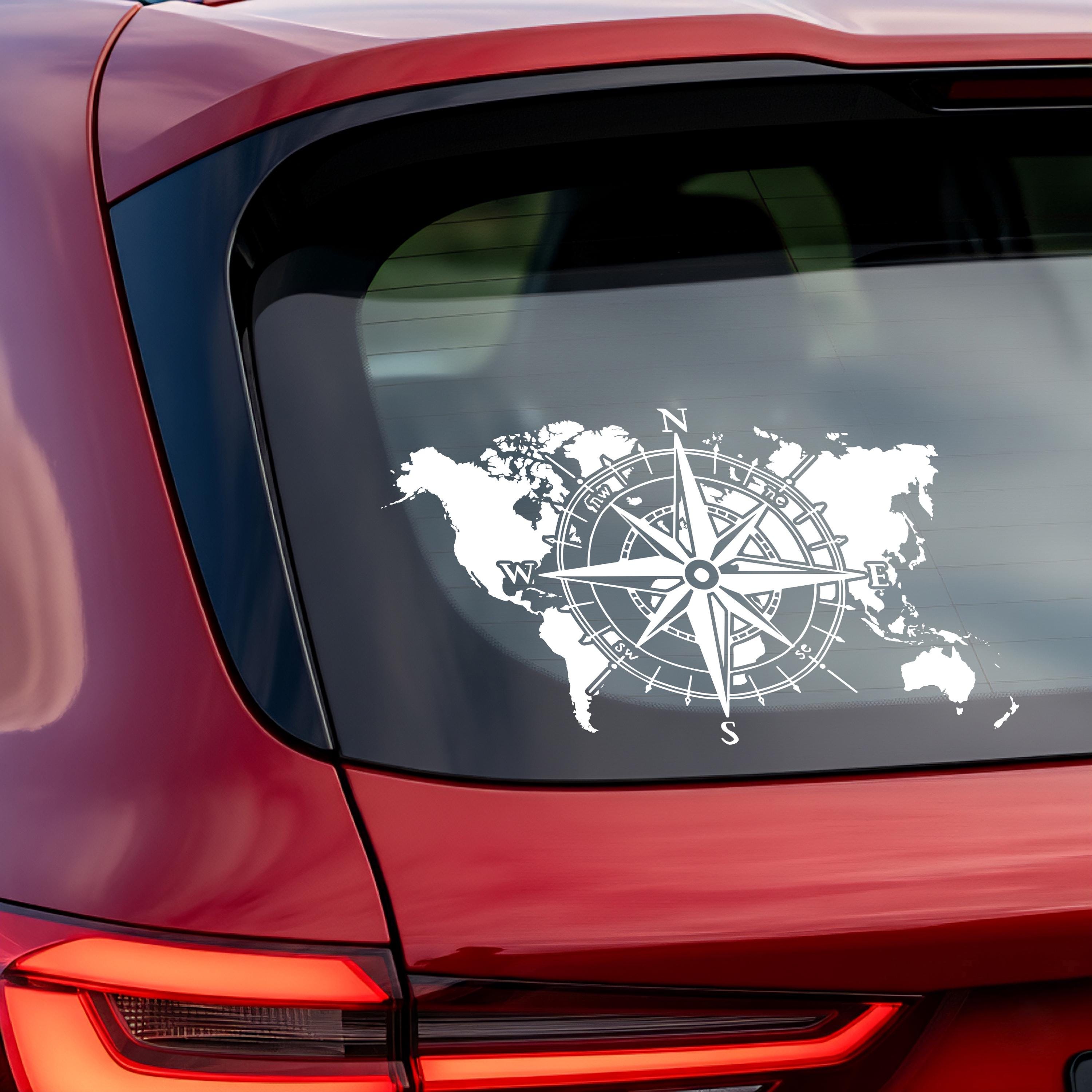 World Map Compass Camper Sticker - Vinyl Decals for Your Van, Camper or ...