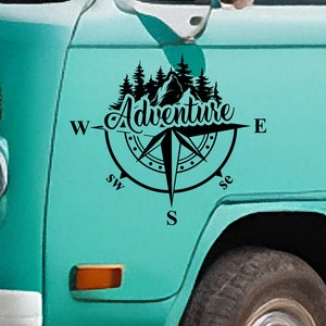 Compass Adventure Vinyl Decal - Vinylsticker voor uw busje, camper, camper, boot en meer
