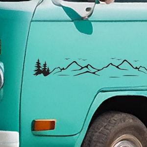 Vinylsticker berg en bos: vinylsticker voor je busje, camper, caravan, boot en meer