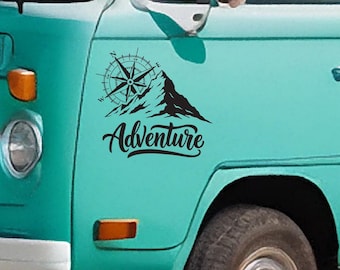Compass in the mountains, Adventure vinyl decal for your camper, car or caravan