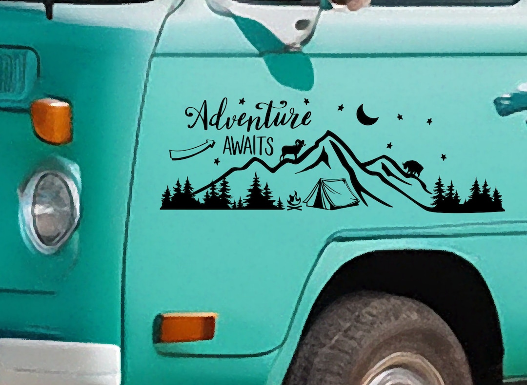Adventure Awaits Vinyl Decal - Vinyl Sticker for Your Van, Camper ...