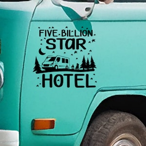 Vijf miljard sterren hotel vinylsticker - Vinylsticker voor uw busje, camper, camper, boot en meer