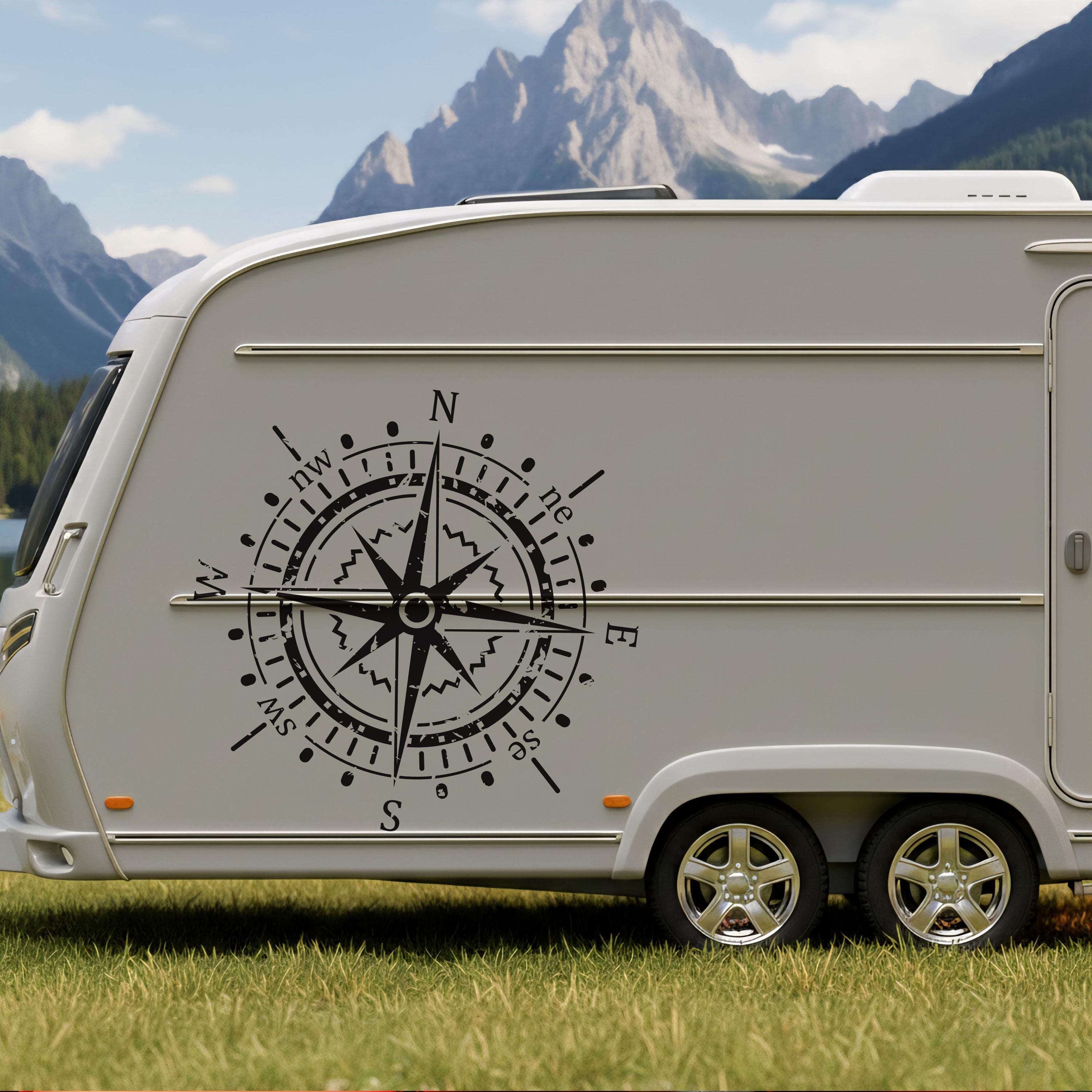 Compass Rv Decal Svg Compass Vinyl Sticker - Vinyl Decal for Your Van, Camper, Caravan and ...