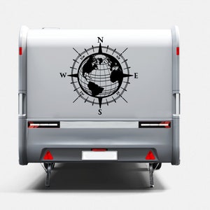 Compass World Map Camper Sticker - Vinyl Decals for Your Van, Camper or ...
