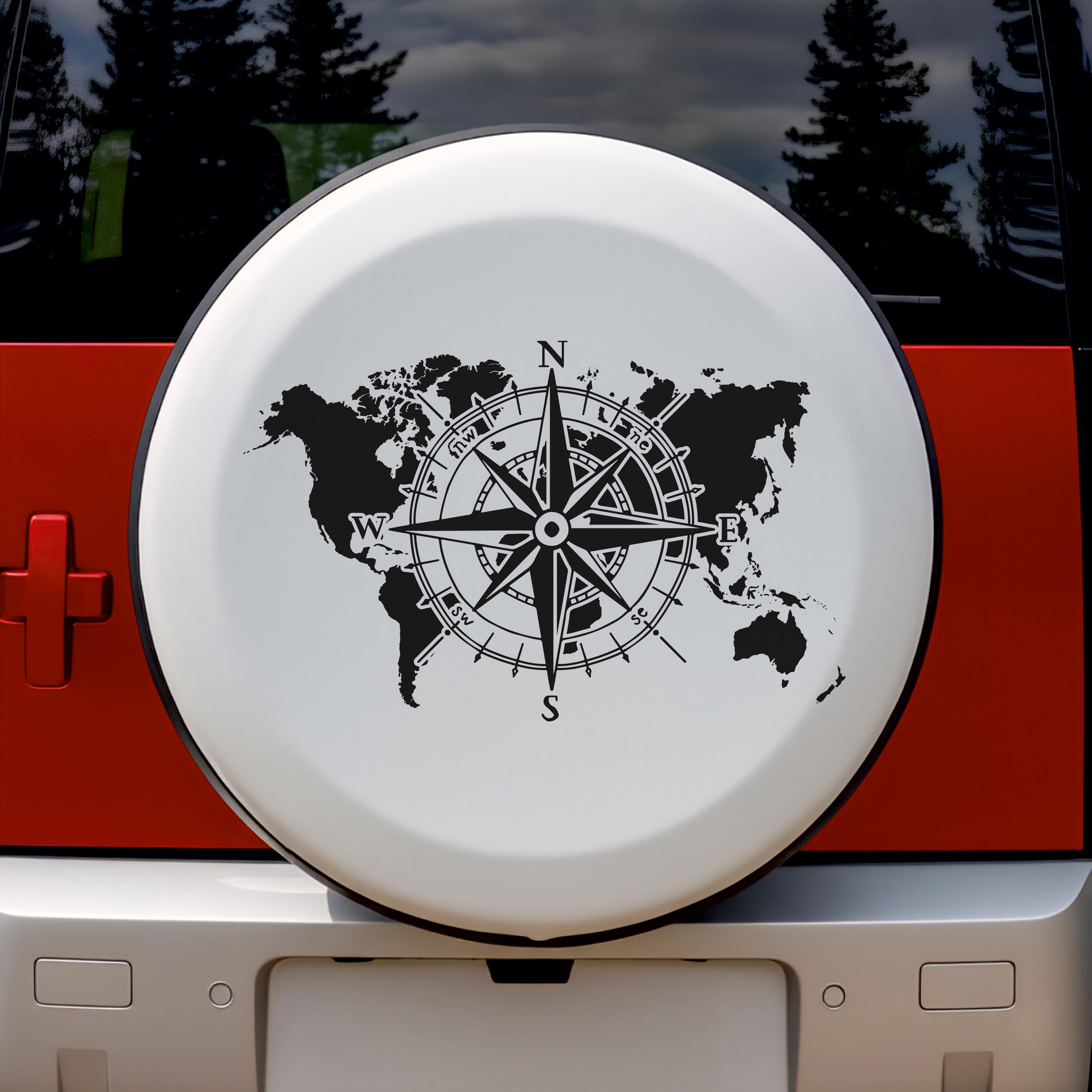 World Map Compass Camper Sticker - Vinyl Decals for Your Van, Camper or ...