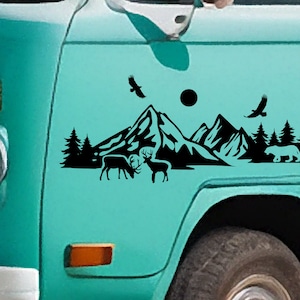 Herten in de bergen Vinyl Decal - Vinyl sticker voor uw busje, camper, caravan, boot en meer