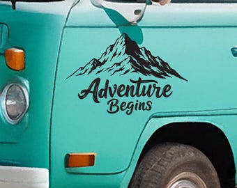 Adventure Begins vinyl decal for your camper, car or caravan
