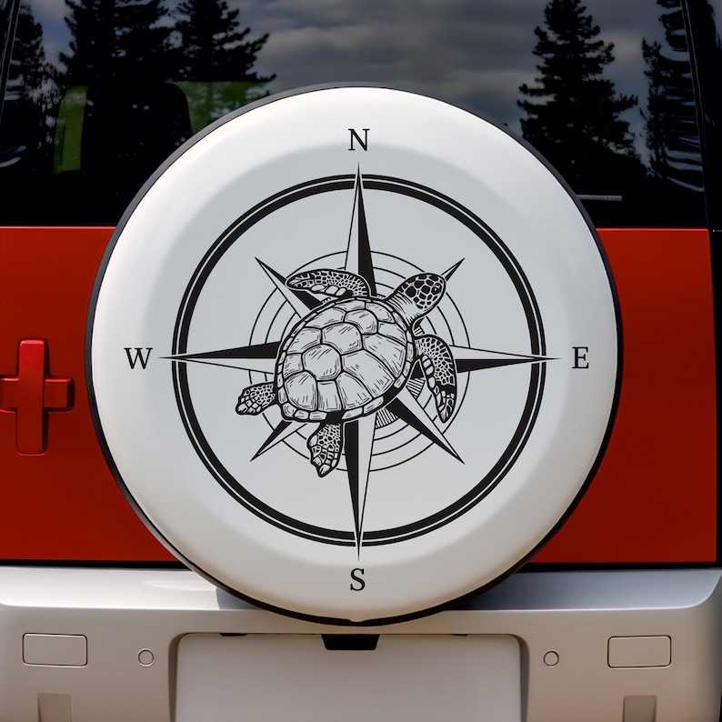 Compass Turtle Compass & Turtle Vinyl Decal: Camper Van Boat Stickers - Etsy