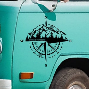 Compass Vinyl Decal - Vinylsticker voor uw busje, camper, caravan, boot en meer