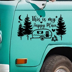 Dit is mijn Happy Place-vinylsticker - Vinylsticker voor je busje, camper, camper, boot en meer