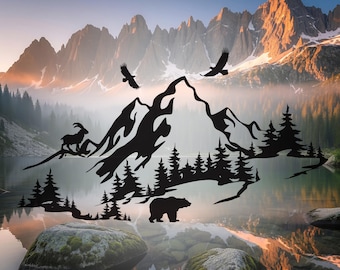 Mountain-vinylsticker - Vinylsticker voor je busje, camper, caravan, boot en meer