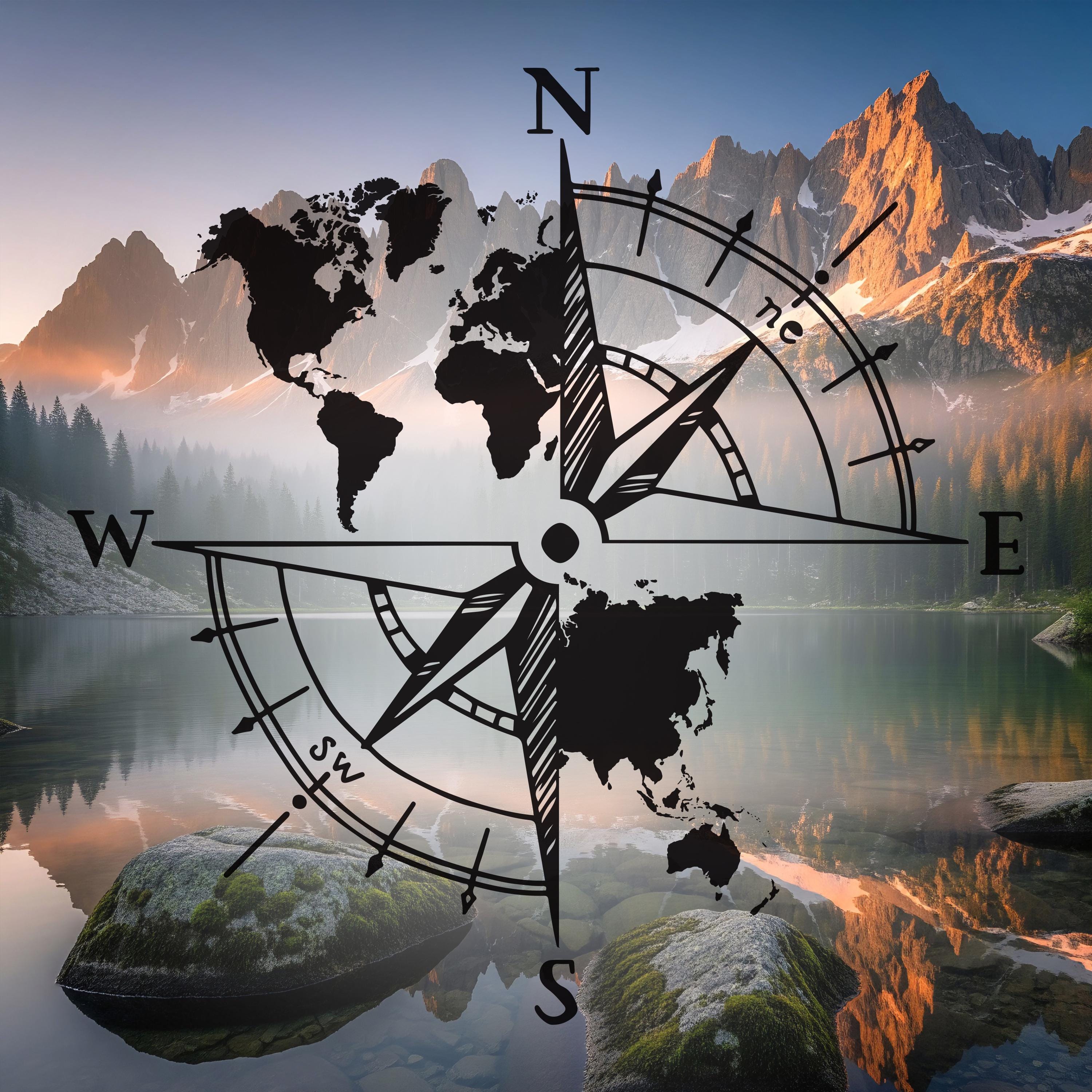 Compass World Map Vinyl Decal: Travel Adventure Sticker - Etsy