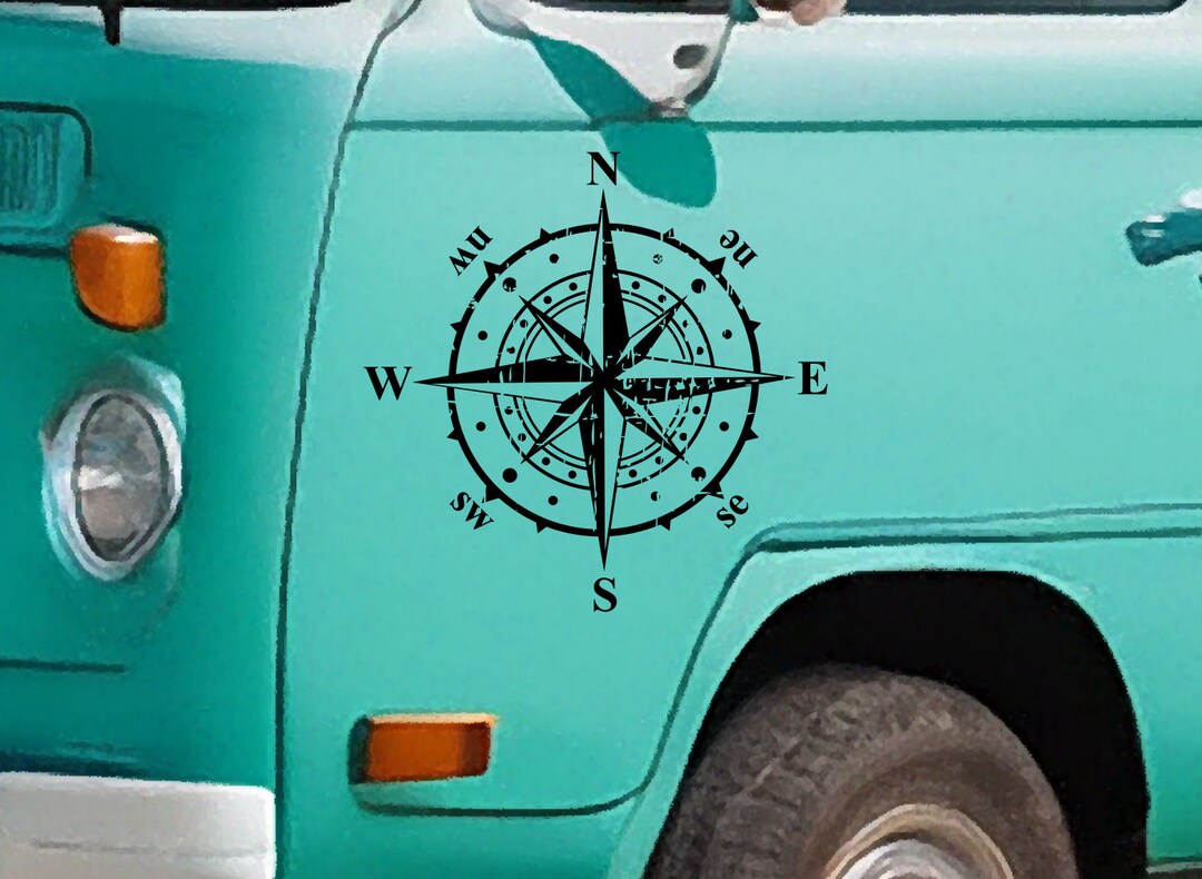 Compass Vinyl Vintage Compass Vinyl Decal - Vinyl Decals for Your Van, Camper ...