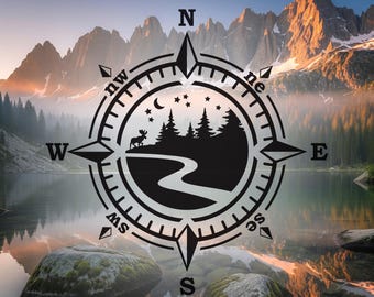 Calcomanía de vinilo Compass Moose: Adhesivo para furgoneta, autocaravana o caravana