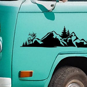 Herten in de bergen Vinyl Decal - Vinyl sticker voor uw busje, camper, caravan, boot en meer