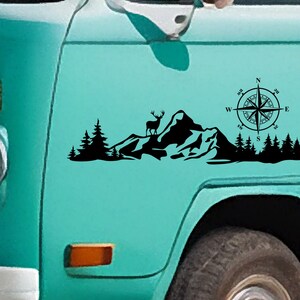 Herten in de bergen Vinyl Sticker - Vinyl sticker voor uw busje, camper, caravan, boot en meer