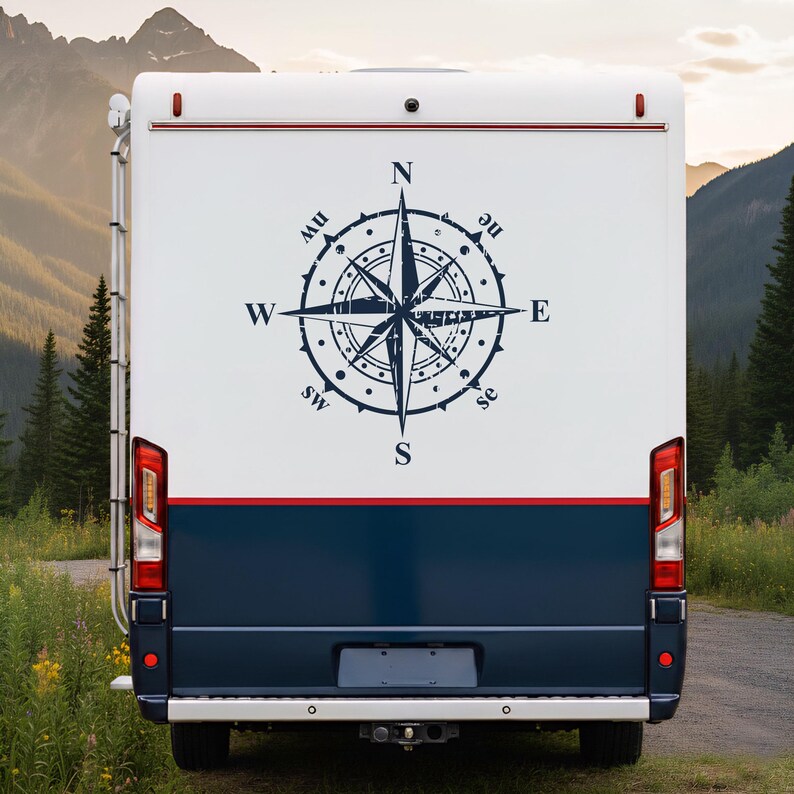 Compass Vinyl Sticker Vintage Compass Vinyl Decal - Vinyl Decals for Your Van, Camper ...