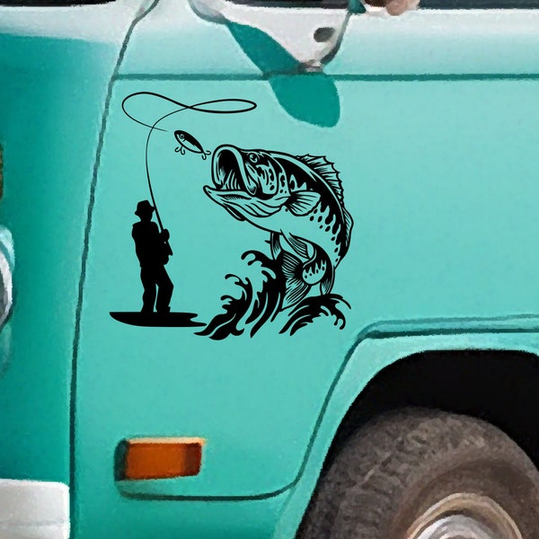Fishing Camper Sticker - Vinyl decals for your van, camper or caravan