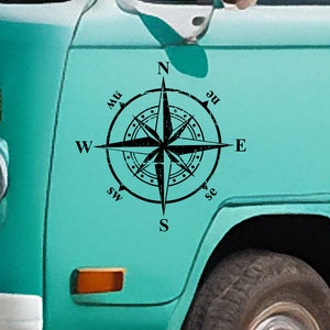 Compass Vinyl Decal - Vinyl sticker voor uw busje, camper, caravan, boot en meer